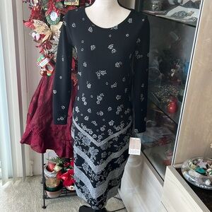 NWT-LuLaRoe Debbie Black and Silver Shift Dress (Fitted)